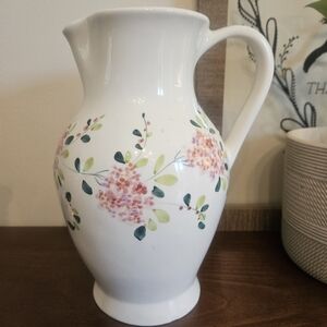 Large Vintage Ceramic Floral Pitcher Made in Italy
